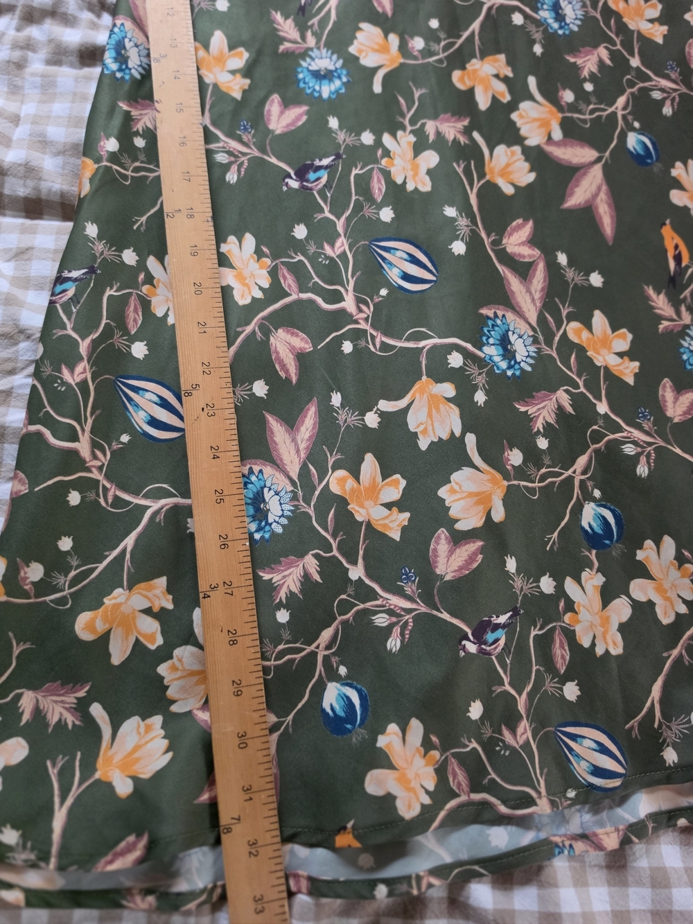 Urban Outfitters Olive Green Floral A-Line Midi Skirt - Picture 3 of 8
